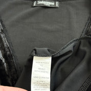 Euro vintage black crushed-velvet babydoll top (S)