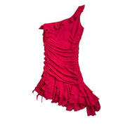 Silk Ruffle One Shoulder Dress (L)