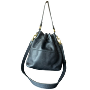 Fossil Black Leather Drawstring Bag