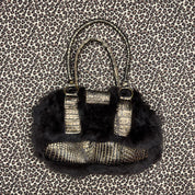 Euro Vintage Fur Statement Buckle Bag