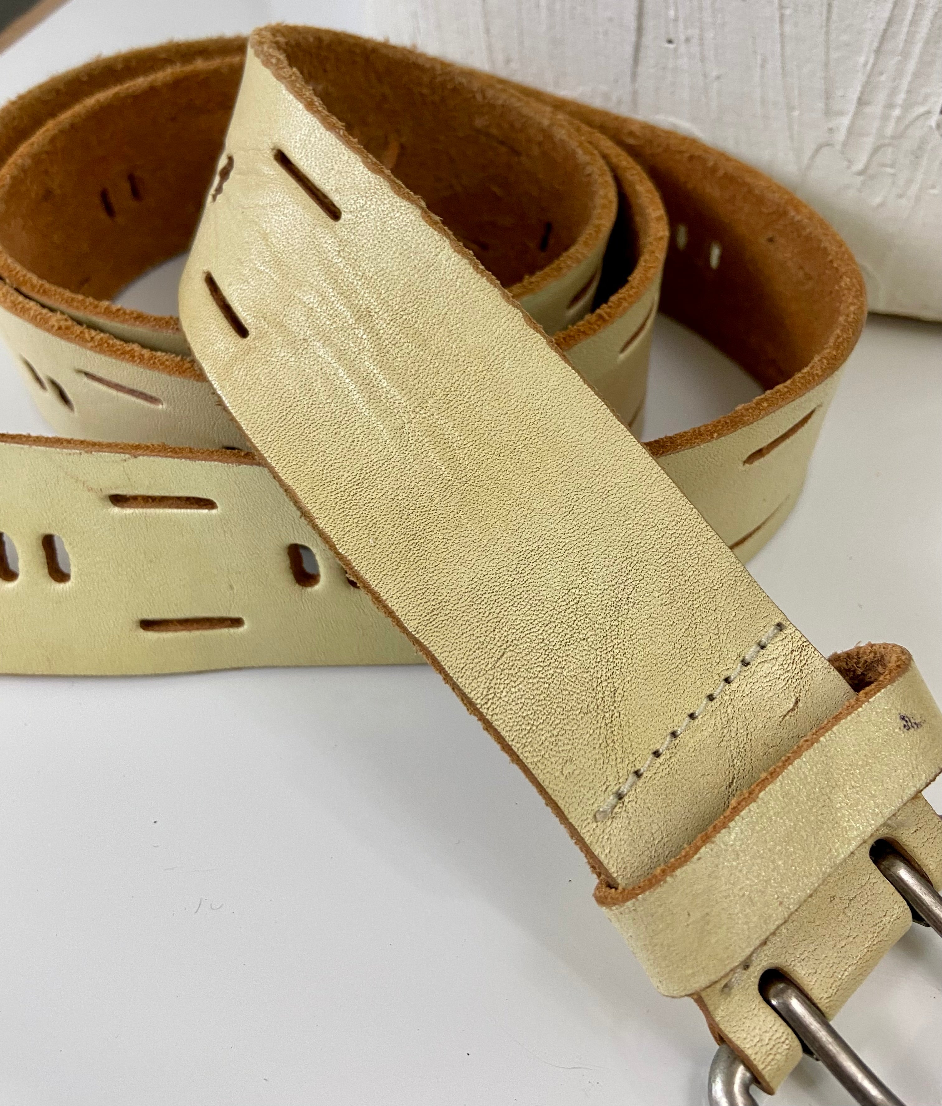Cream leather belt
