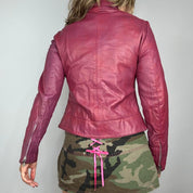 Vintage Burgundy Goat Leather Jacket (M)