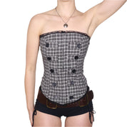 Y2K Plaid Strapless Corset (S/M)