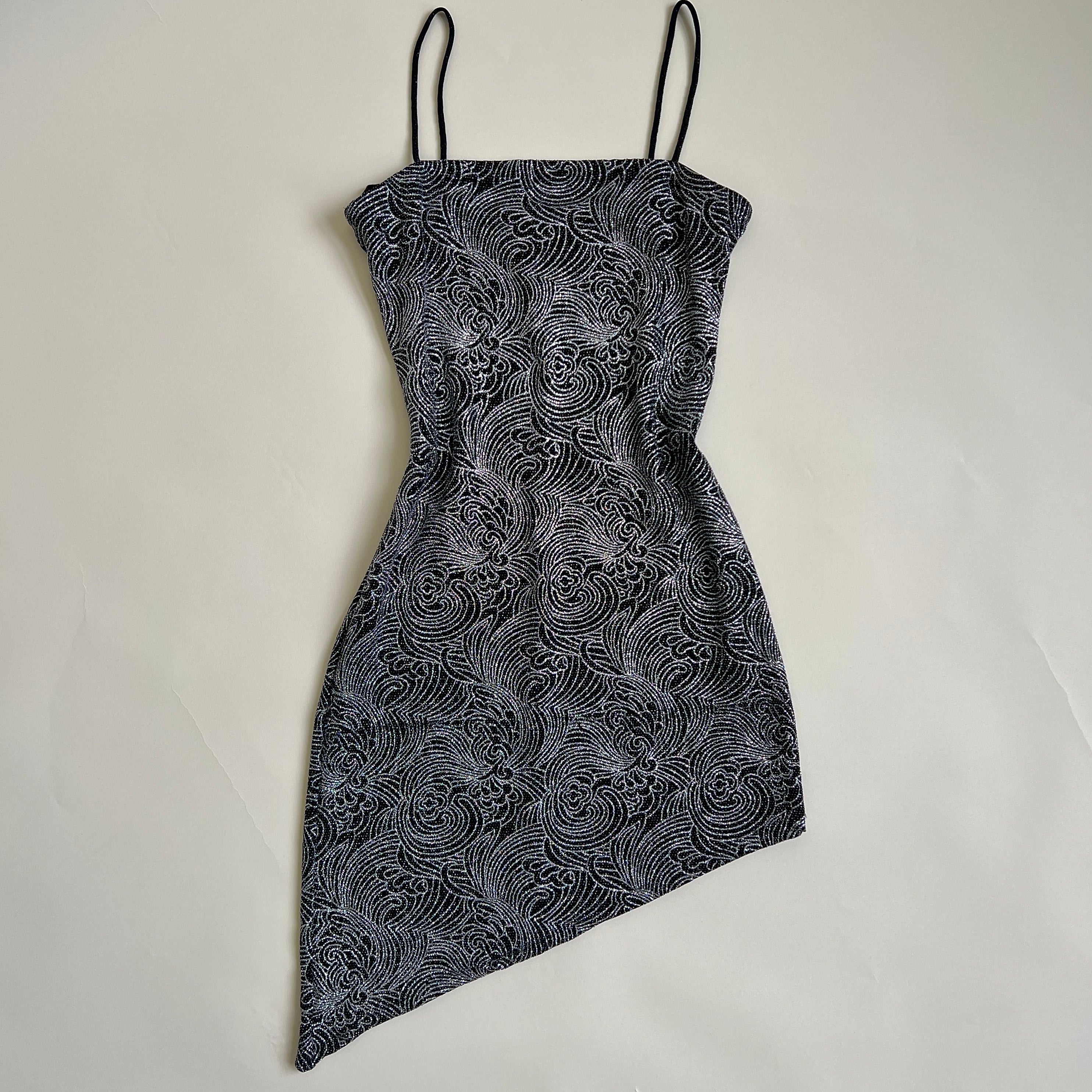 Vintage 90s asymmetrical glitter dress - M/L