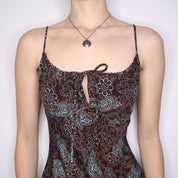 Y2K Paisley Milkmaid Midi Dress (M)
