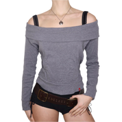 Y2K ESPRIT Gray Off the Shoulder Top (M)