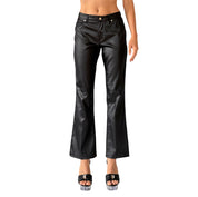 90s Wet Look Black Flares (XS)