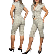 Y2K Plaid Blazer & Capris Set (S)