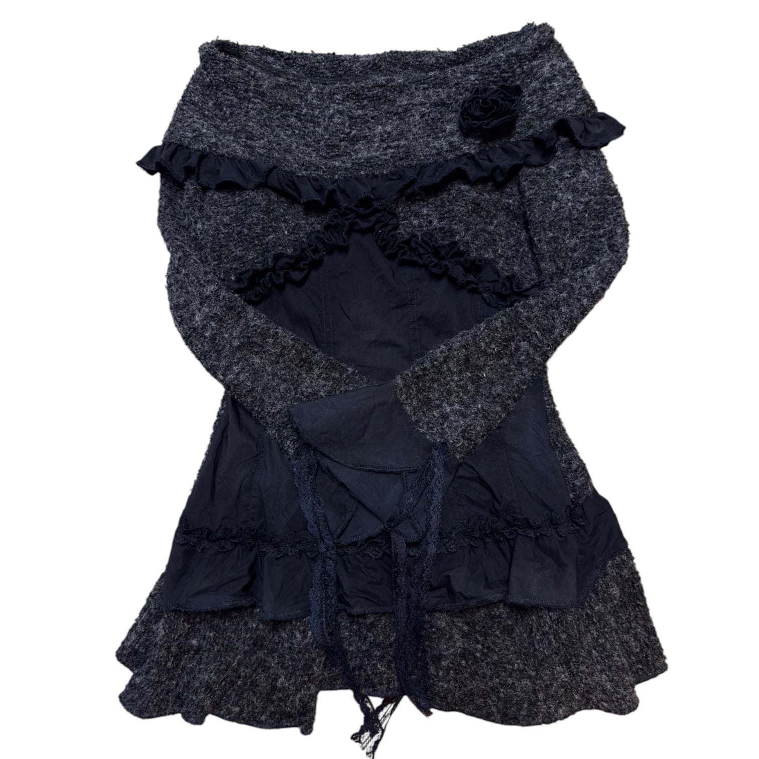 Dark fairy ruffle mini sweater dress (XS/S) Holy Thrift Dark fairy ruffle mini sweater dress (XS/S) Holy Thrift