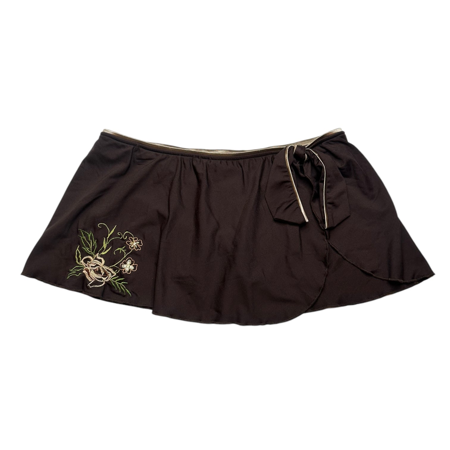 Embroidered Chocolate Micro Mini Skirt (S)