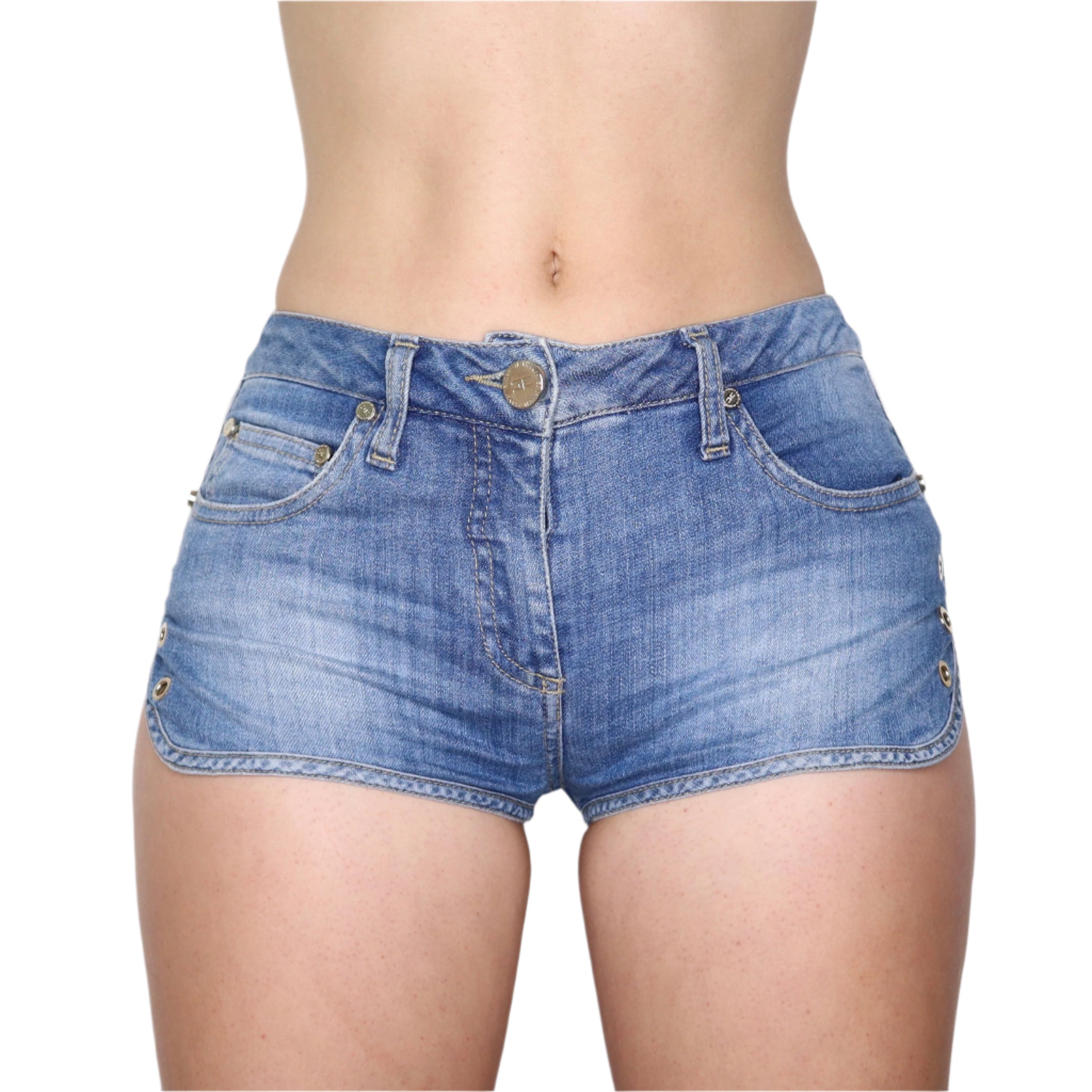 Y2K Italian Designer Denim Mini Shorts (XS)