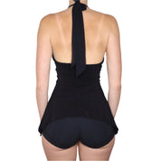 Y2K Black Flower Halter Top (S/M)