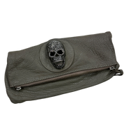 Vintage 2000s 2010s Thomas Wylde Leather Skull Clutch Bag