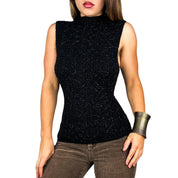 Beaded Cashmere Mock Neck Top (L)