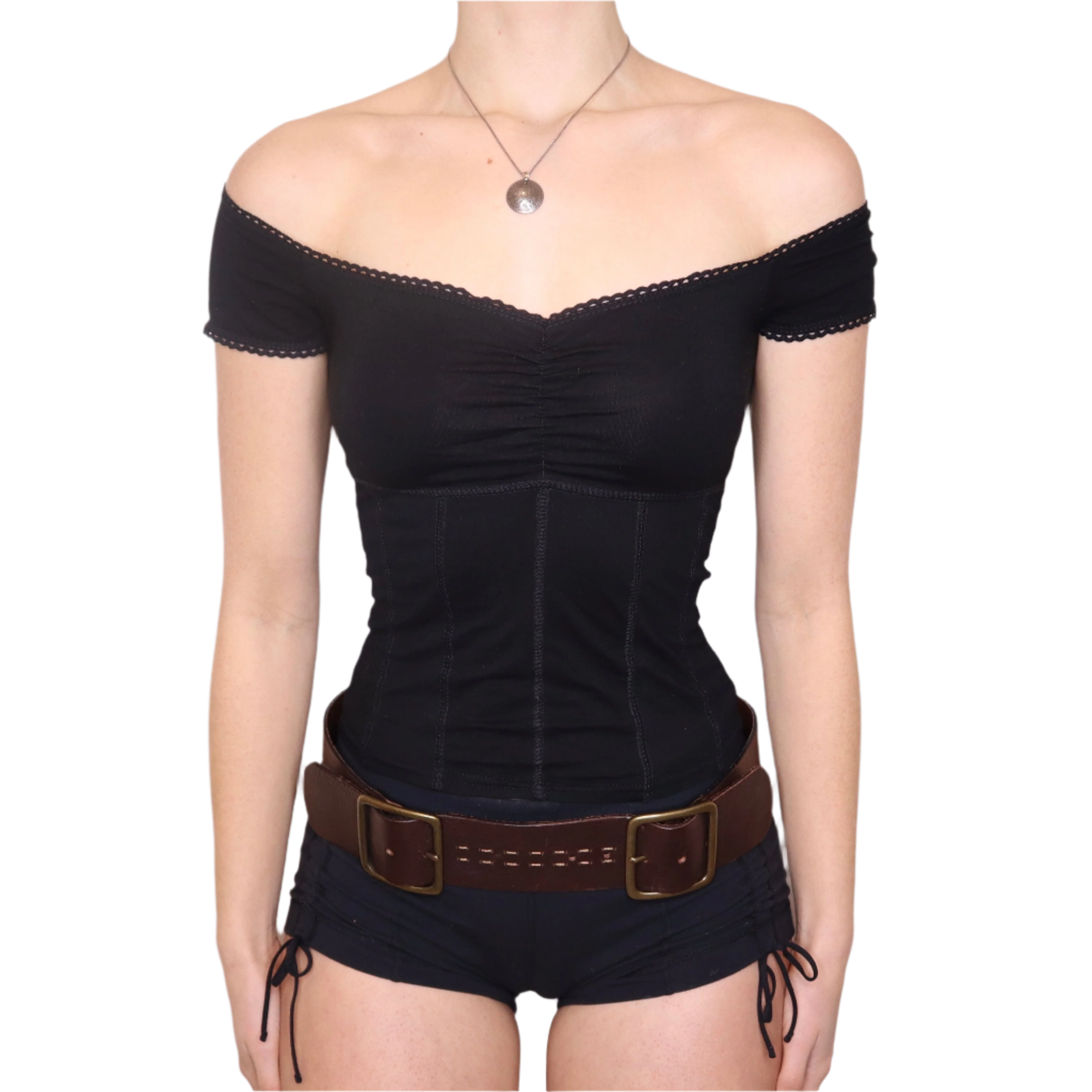 Y2K French Black Milkmaid Top (S)