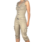 Y2K Khaki Cargo Jumpsuit (S)