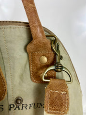 Myra Bag Upcycled Gerster Shoulder Bag Leather Canvas Accents Crossbody Strap