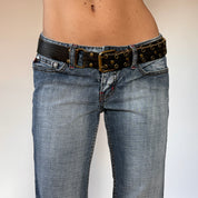 Black Studded Leather Grommet Belt (M/L)