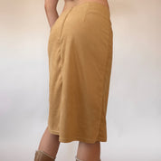 Y2K Nude Lace Up Midi Skirt (S)