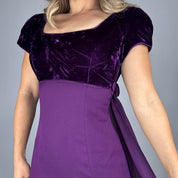 90s Violet Velvet Built-In Sash Gown (S)