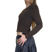 Vintage Parisian Brown Ruffle Long Sleeve (S)