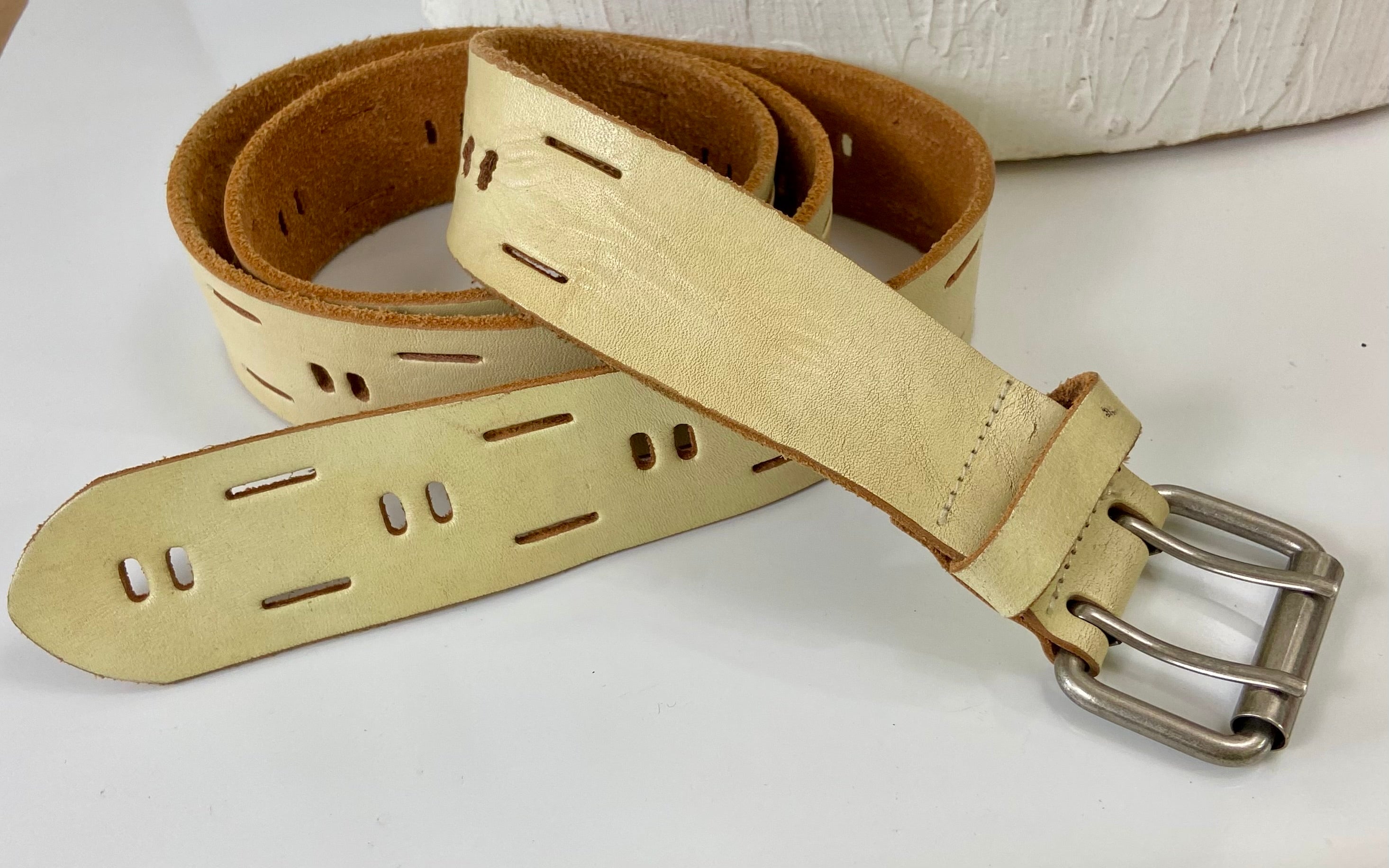 Cream leather belt