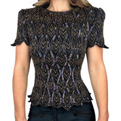 Vintage Intricate Beaded Silk Blouse (M)