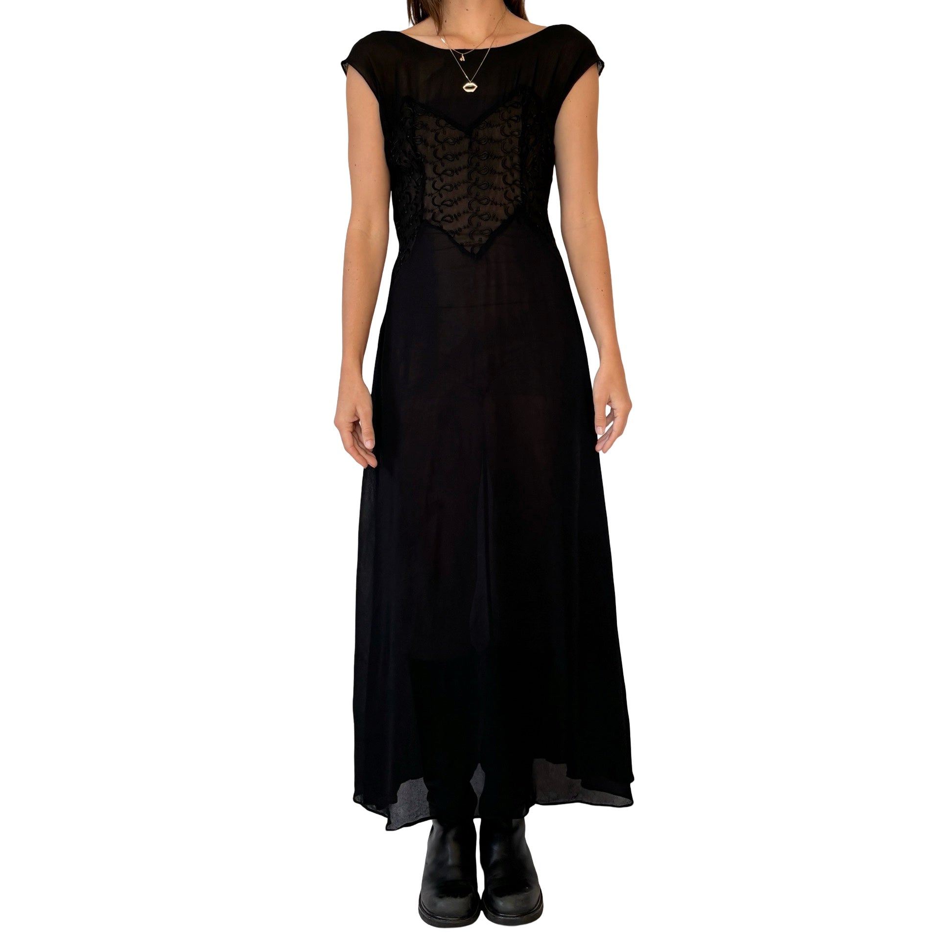 50s Sheer Noir Dress (S)