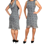 Vintage Silk Lace Motif Midi Dress (L)