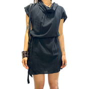 Vintage Sheer Black Avant Garde Draped Mini Dress (XS/S)