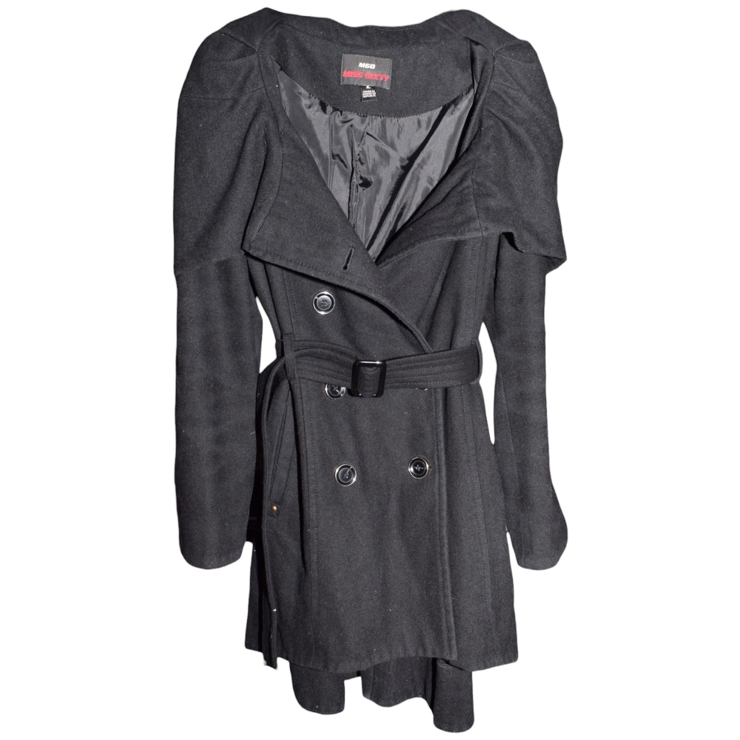 Miss Sixty M60 Black Wool Mini Trench Coat (L)
