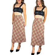 90s Plaid Midi Skirt (S)