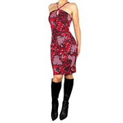 90s Slinky Floral Bodycon Dress (S)