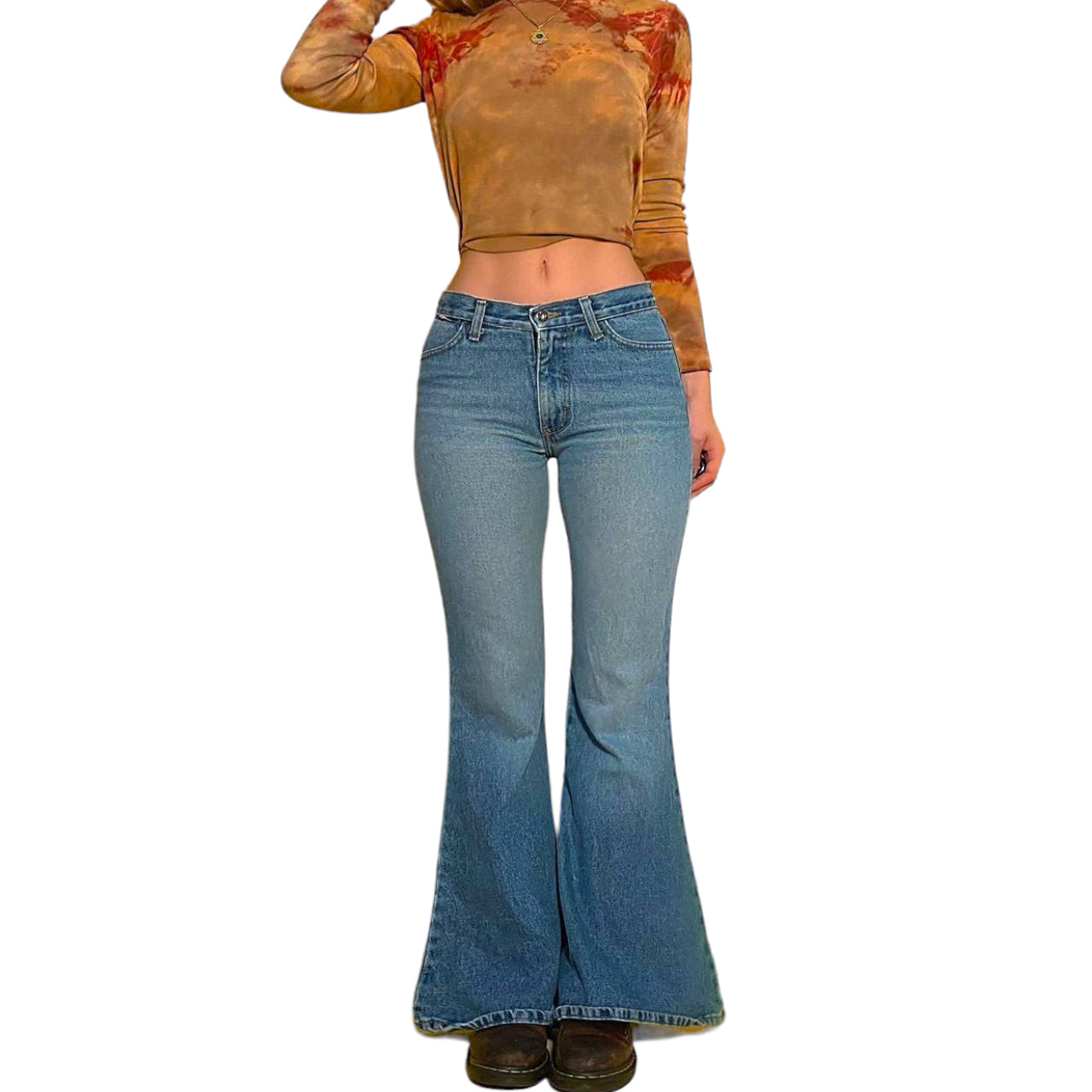 90’s light wash bell bottom jeans - small