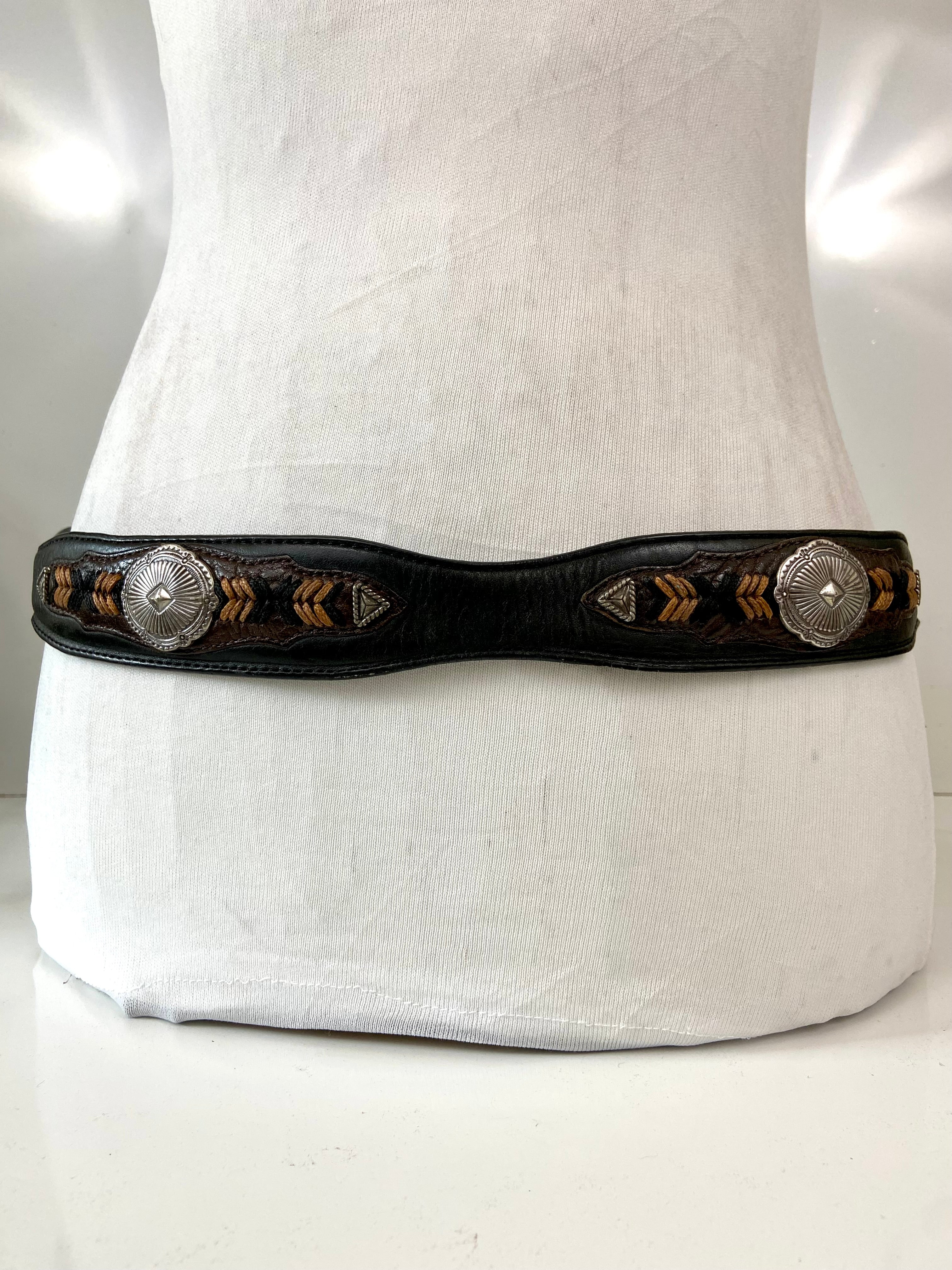 Western leather belt for