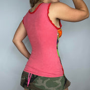 Euro Vintage Surrealist Print Lace Trim Cami (S)