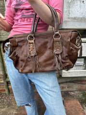 Vintage Ponyhair IKKS Boho Chic Eyelet Hand Bag