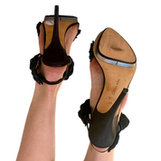 Italian Designer Leather Rosette Heels (8)