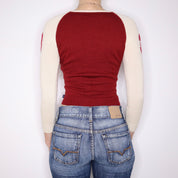 Y2K Sporty Red Sweater (XS)