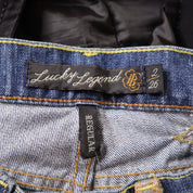 Y2K Low Waisted Patchwork Flare Jeans (XS)