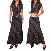 Y2K Pinstripe Maxi Skirt Set (L)