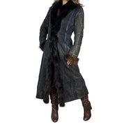 Parisian Vintage Fur Trim Suede Leather Patchwork Coat (M/L)