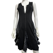 Vintage Parisian French Black Utility Midi Dress (S/M)