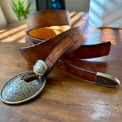 vintage style WESTERN tooled pattern buckle belt
RANGER cowboy rodeo