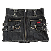 Tripp NYC X-Strap Zip-Off Denim Skirt