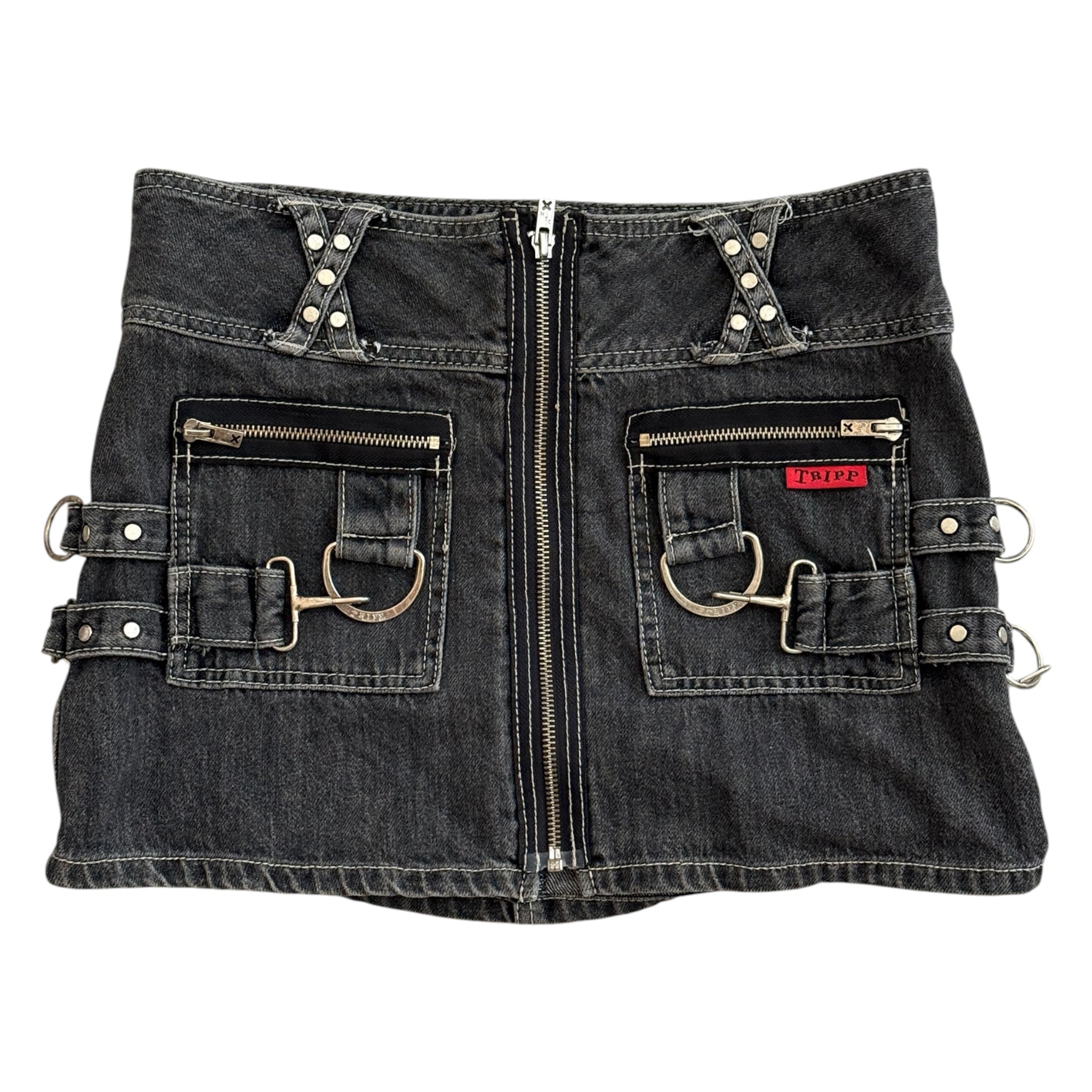 Tripp NYC X-Strap Zip-Off Denim Skirt