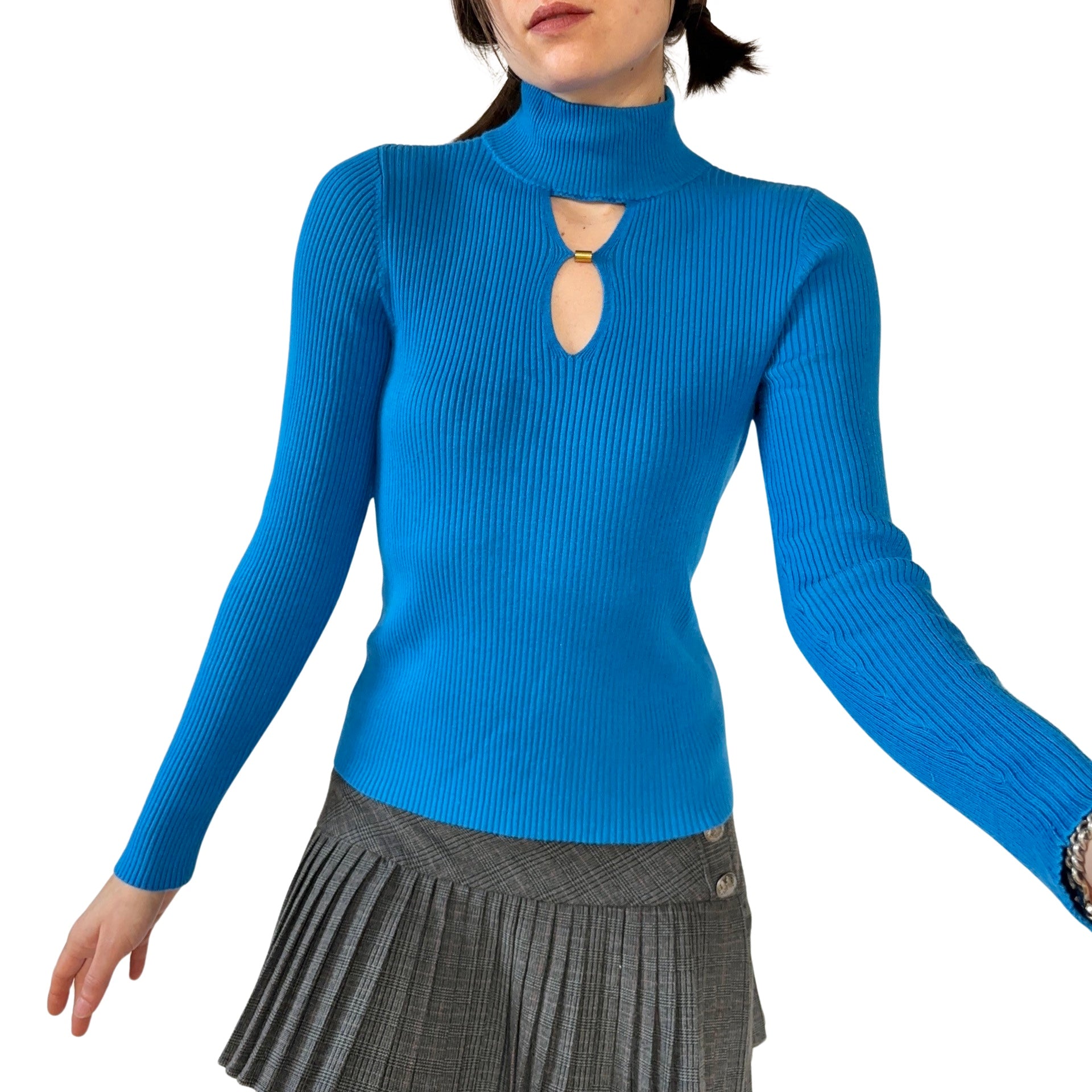 2000s Royal Blue Ribbed Knit (S/M)