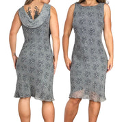 Vintage Silk Lace Motif Midi Dress (L)