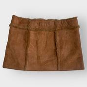 2000s UGG Brown Suede and Shearling Mini Skirt, Mid-Rise (M)