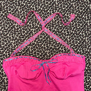 Dainty Euro Vintage Pink & Blue Halter Top (M)